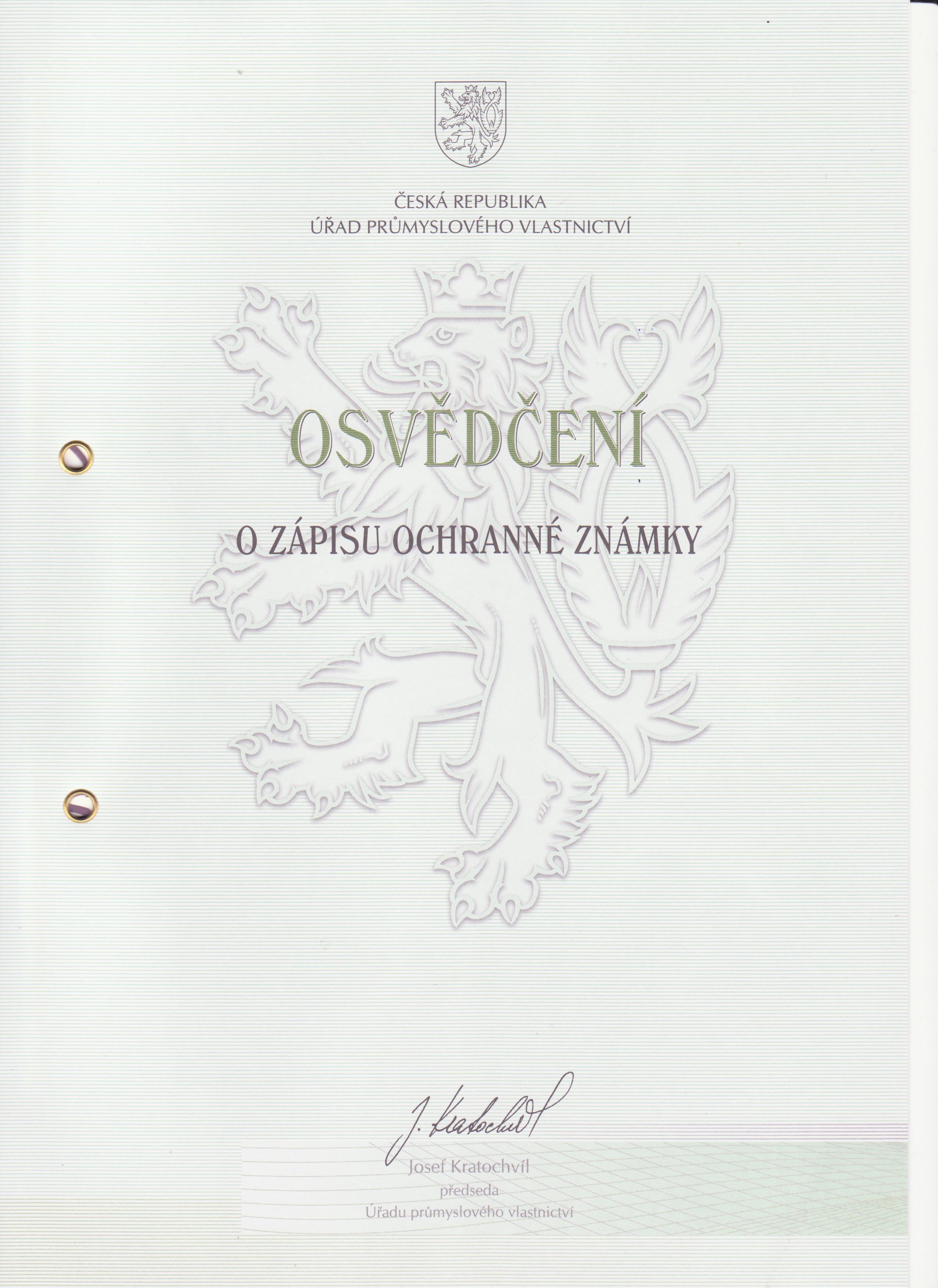 Osvědčení o ochranné známce Osvědčení o ochranné známce